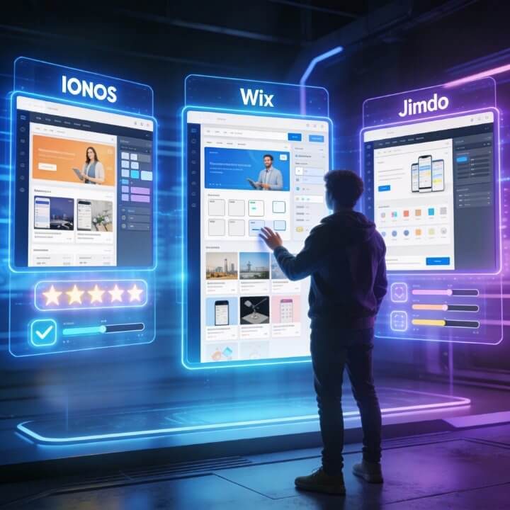 DigiAds44 Baukasten Vergleich - IONOS vs. Wix vs. Jimdo DigiAds44 IONOS Wix Jimdo Vergleich - Baukasten Website Experte