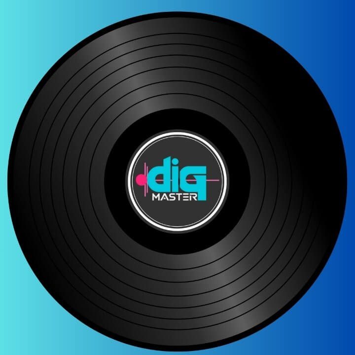 Dig Master: Deine individuelle Musikproduktion Dig Master Logo auf einer Schallplatte. Individuelle und lizenzfreie Musikproduktion vertrieben von DigiAds44