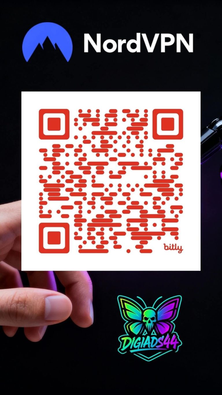 NordVPN: Exklusives DigiAds44-Angebot NordVPN QR-Code mit DigiAds44-Logo