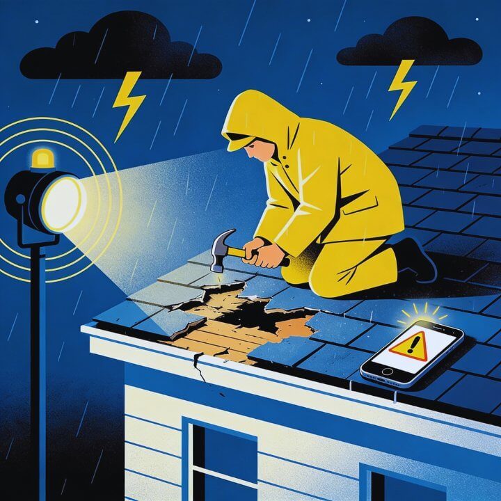 Niedriger Wettbewerb - Long-Tail Keywords leicht gewinnen! "Dachdecker Notdienst Sturmschaden Duisburg" - Niedriger Wettbewerb: Dachdecker im Sturm repariert Dach