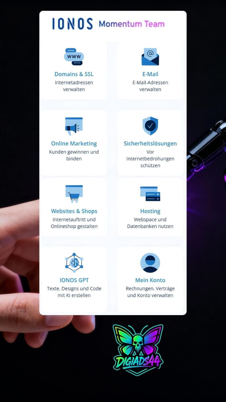 IONOS Services Login IONOS Login Übersicht zu allen Services und brauchst du Hilfe mit IONOS Momentum Team