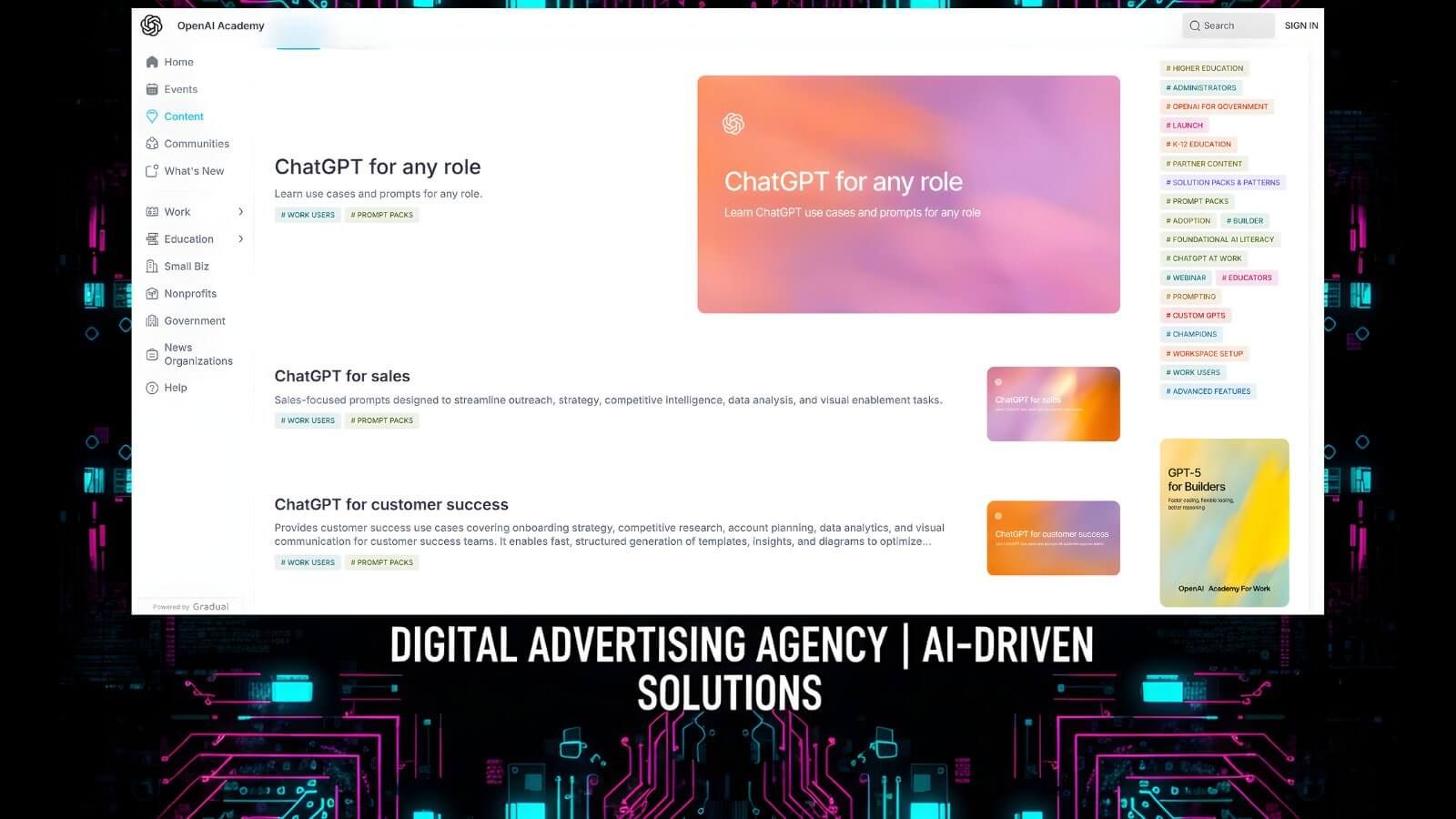 ChatGPT Prompts für jede Rolle ChatGPT-Oberfläche mit fertigen Prompt-Paketen für Sales, Kundenservice und Digitalwerbung